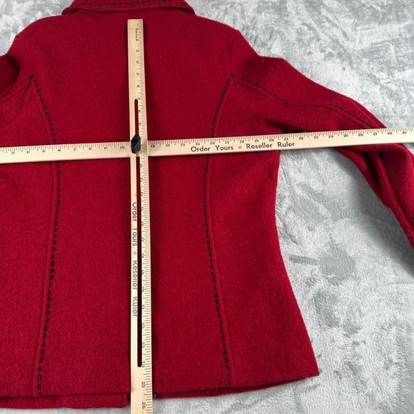 NorthStyle 100% Wool Jacket Women's Medium Red Nordic Boho Artistic Eclectic - Picture 5 of 5